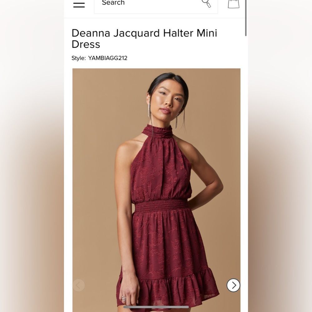 Deanna Jacquard Halter Mini Dress size M new